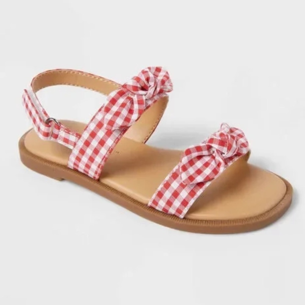 Toddler Girls Red White  Lillie Gingham Sandals - Cat & Jack™
